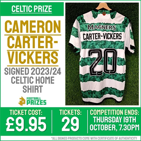 Celtic Competition! Cameron Carter-Vickers signed Celtic 2023/24 Home  Shirt! - Football Prizes