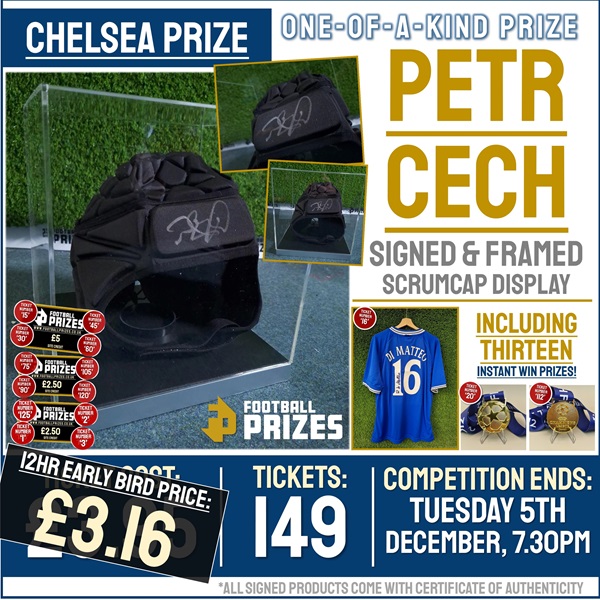 Chelsea Competition! Petr Cech signed & custom displayed Scrumcap! (Plus THIRTEEN Instant Win Prizes!)