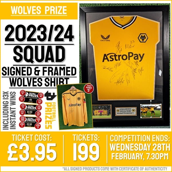 FP199 Wolves Squad Signed & Framed Shirt