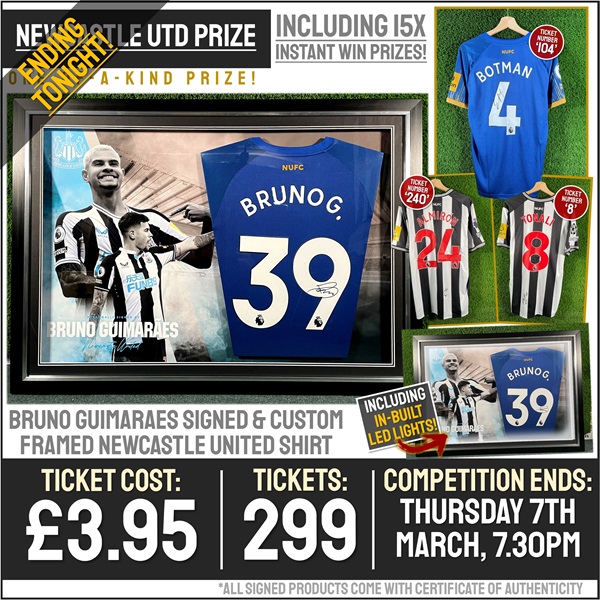 Bruno Guimares Signed NUFC shirt LED
