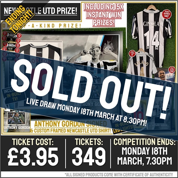 Gordon signed NUFC shirt LED TV