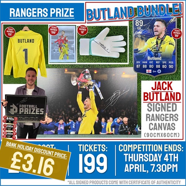 Premium Rangers Competition! Butland Bundle! Jack Butland Signed Rangers Canvas! (Plus 16x Instant Win Prizes!)