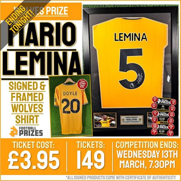 Mario Lemina Signed wolves shirt