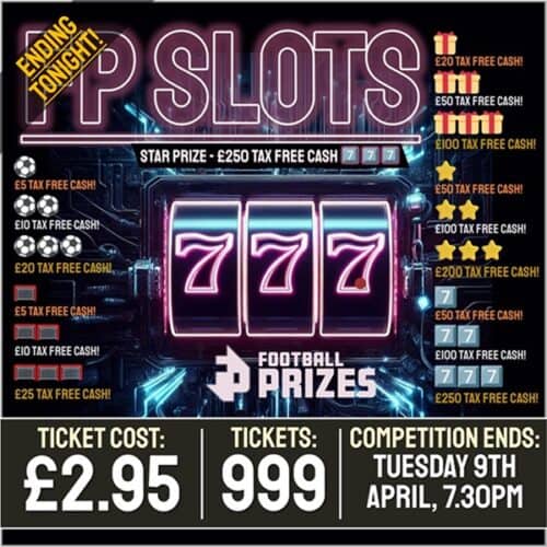 Football Prizes Slot Machines! Win a share of almost £2000 Tax Free