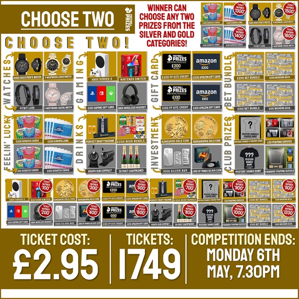 Biggest Ever CHOOSE TWO Competition! Pick a Gold & Silver Prize from ANY Two Categories Options! (Plus SIXTEEN Instant Win Prizes!)