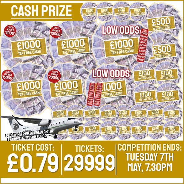 BIGGEST EVER 79P MEGA CASH COMPETITION! Win over £12,000 Tax Free Cash PLUS 2x Seats on the FP Private Jet! (Including over 200x Instant Wins!)