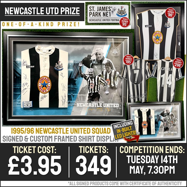 Newcastle Utd Competition! Squad Signed & Custom LED Framed Newcastle United Shirt! (Plus SIXTEEN Instant Win Prizes!)