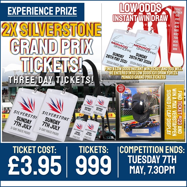 F1 Experience Competition! Double Chance! Win 2x Tickets for the 2024 Silverstone Grand Prix (Plus 23x Instant Win Prizes!)