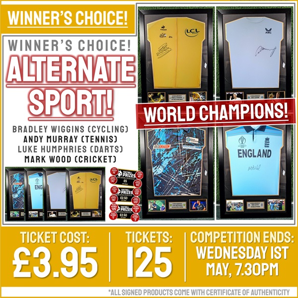 Winner’s Choice! Win 1 of the FOUR World Champion Signed & Framed Shirts! (Plus TWELVE Instant Win Prizes!)