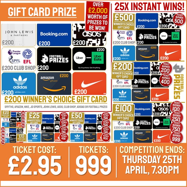 Winner’s Choice! £200 Gift Card! (Plus 25x Instant Win Prizes!) Win over £2,000 Gift cards in total!