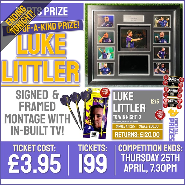 Darts Competition! 2024 PDC Finalist Luke ‘The Nuke’ Littler Signed & Framed Montage with In-Built TV! (Plus 14x Instant Win Prizes!)