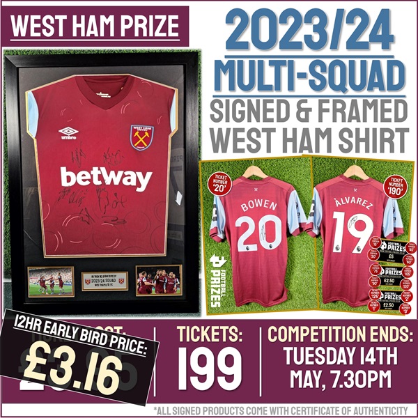 West Ham Competition! Squad signed & framed West Ham United Shirt! (Plus FOURTEEN Instant Win Prizes!)