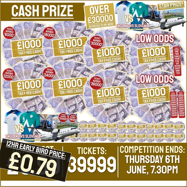 BIGGEST EVER 99P CASH COMPETITION! Win 2x Seats on the FP Private Jet Plus over £17000 in Tax Free Cash to be won! (Including over 250x Instant Wins)