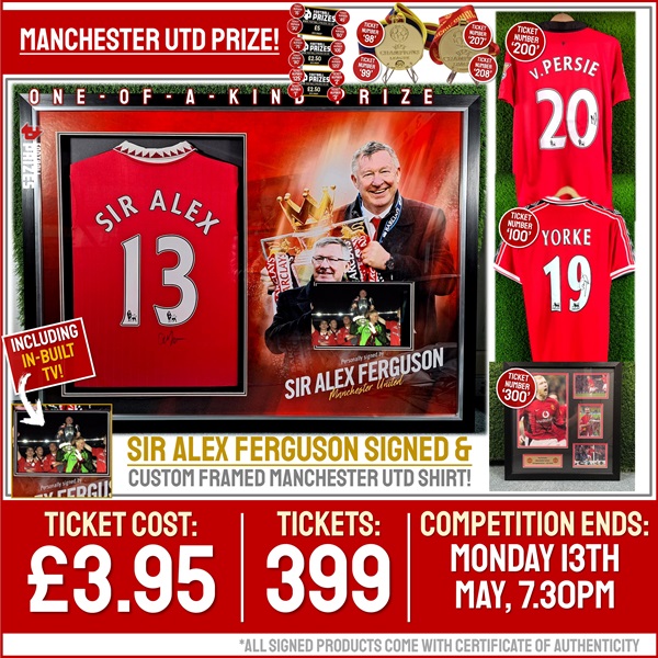 Man Utd Competition! Sir Alex Ferguson signed & custom framed Manchester United Shirt with in-built TV! (Plus NINETEEN Instant Win Prizes!)