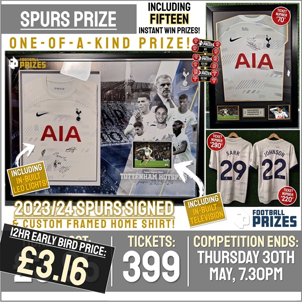 Spurs Competition! Spurs Multi-signed & custom LED framed Spurs Shirt with In-Built TV! (Plus FIFTEEN Instant Win Prizes!)