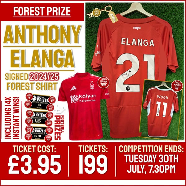Forest Competition! Anthony Elanga signed 2024/25 Nottingham Forest Shirt! (Plus FIFTEEN Instant Win Prizes!)