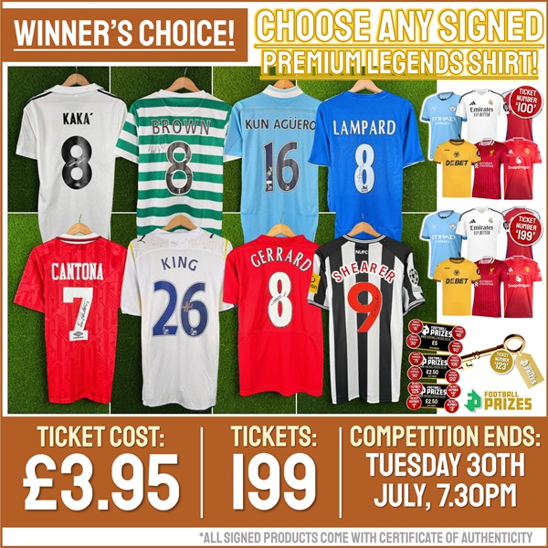 Winner’s Choice! Icons Competition! Choose between EIGHT signed shirts! (Plus FIFTEEN Instant Win Prizes!)
