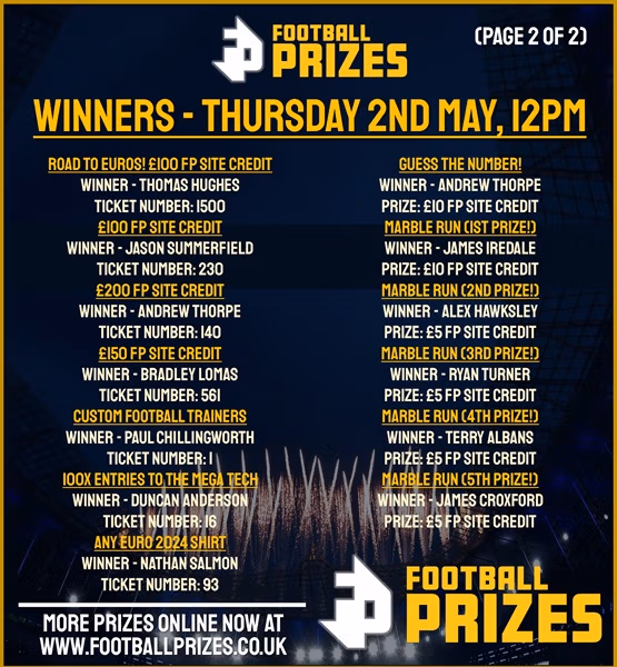 Thursday Midday Winners