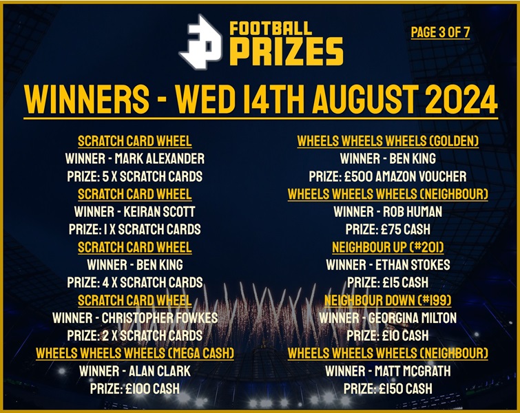 Wednesday 14th August 3