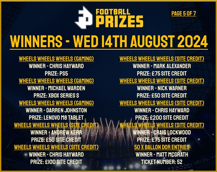 Wednesday 14th August 5