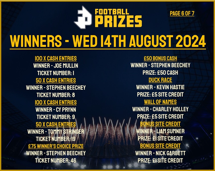 Wednesday 14th August 6