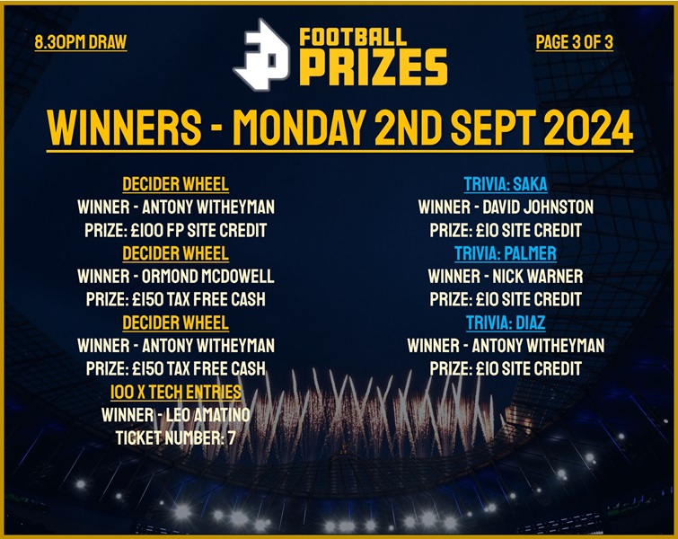 Monday 2nd September 8.30pm 3
