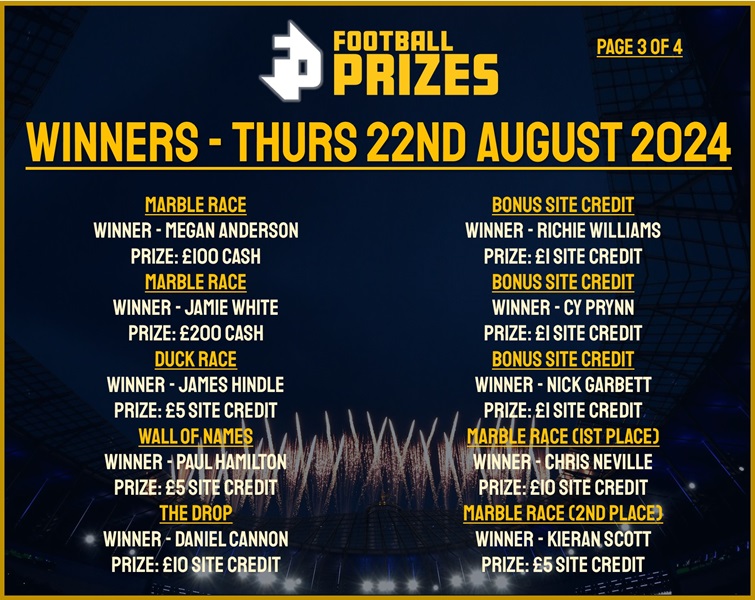 Thursday 22nd August 3