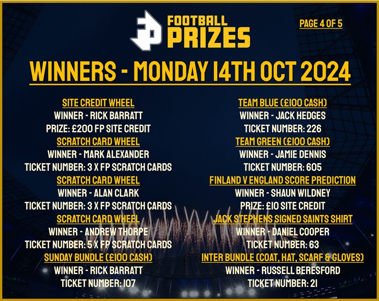 Monday 14th October 4