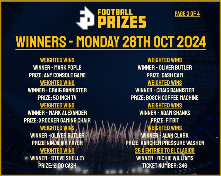Monday 28th Oct 3