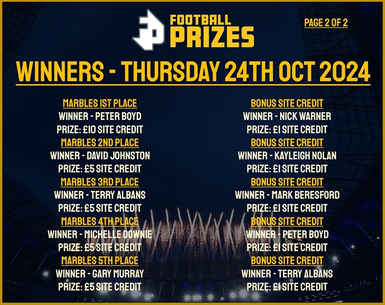 Thursday Winners 2