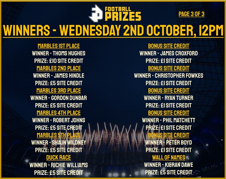 Wednesday 2nd October 3