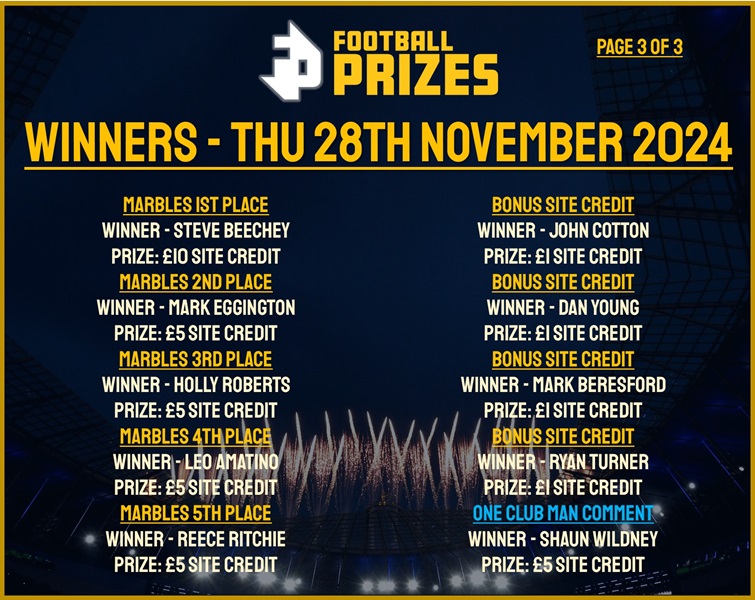 Thursday 28th November 3