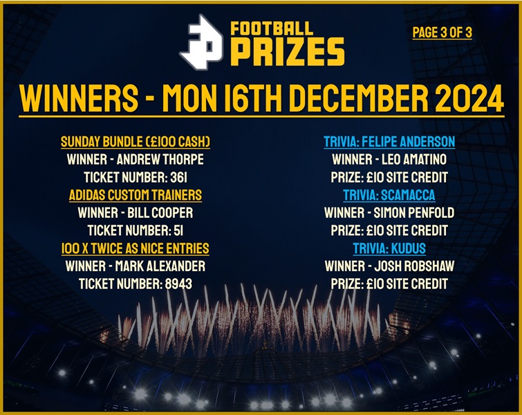 Monday 16th December 3