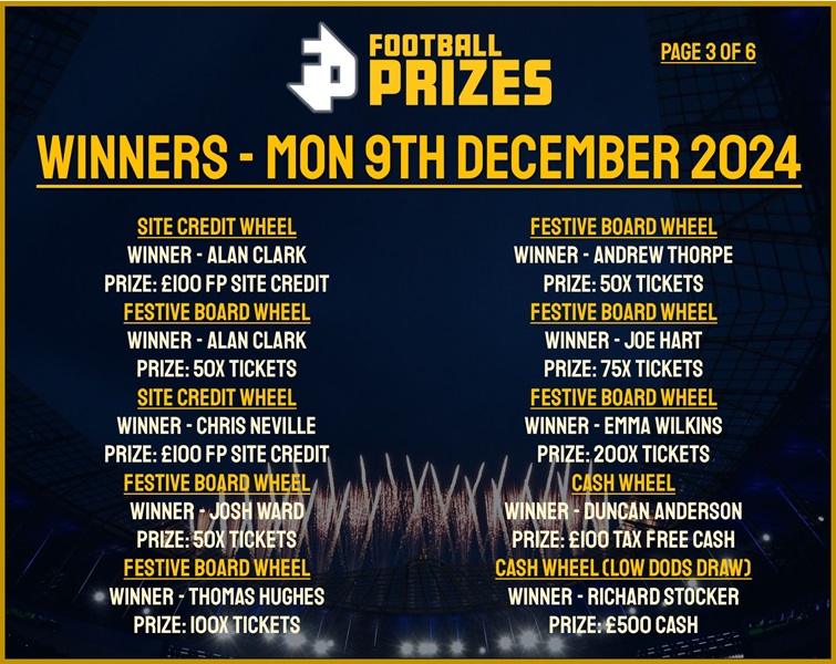Monday 9th December 3