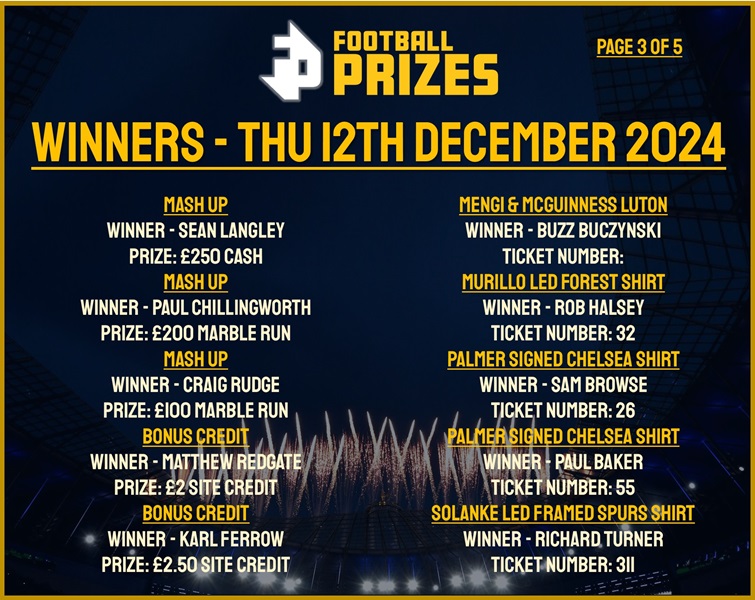 Thursday 12th December 3