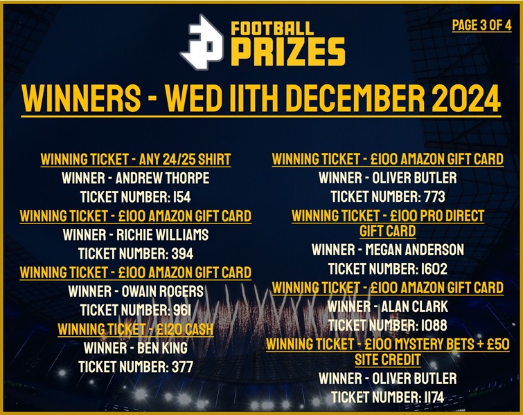 Wednesday 11th December 3