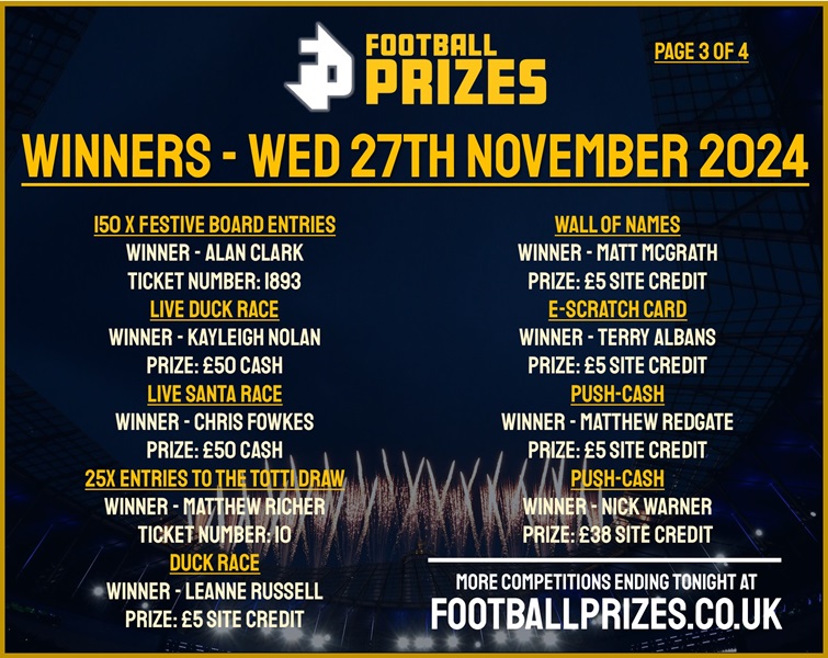 Wednesday 27th November 3