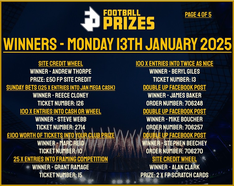 Monday 13th January 4