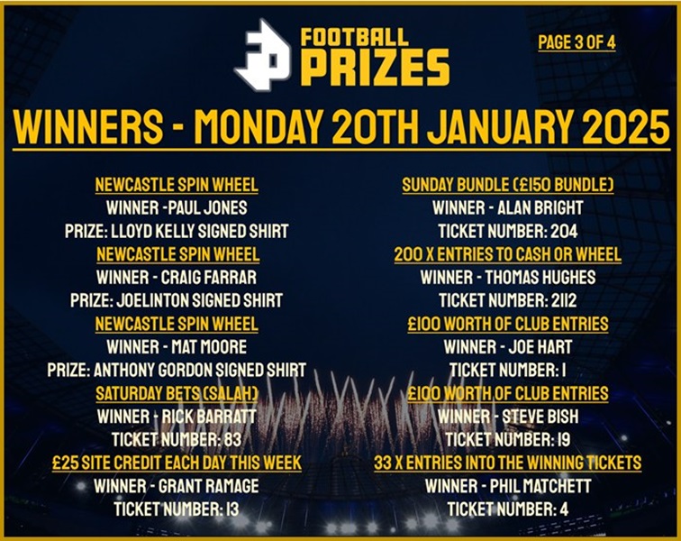 Monday 20th January 3