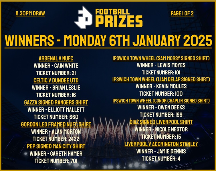 Monday 6th January 8.30pm 1