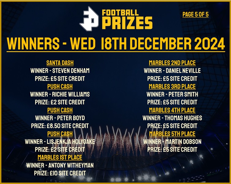 Wednesday 18th December 5