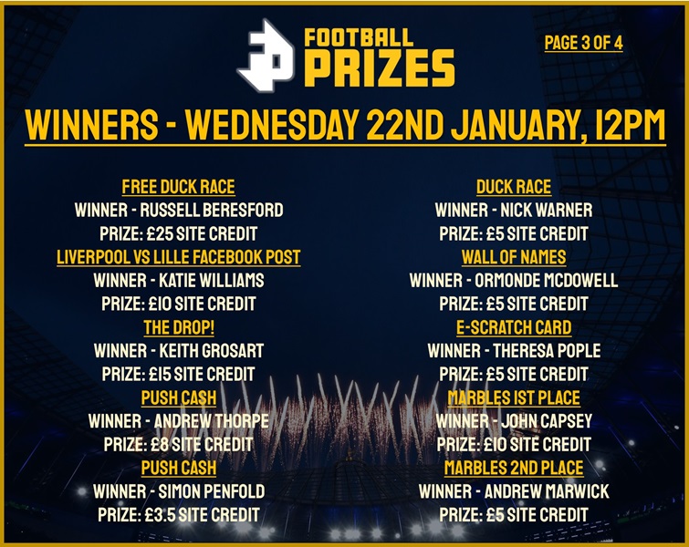 Wednesday 22nd January 3