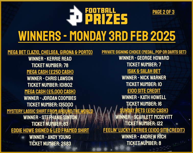 Monday 3rd Feb 2