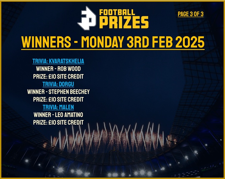 Monday 3rd Feb 3