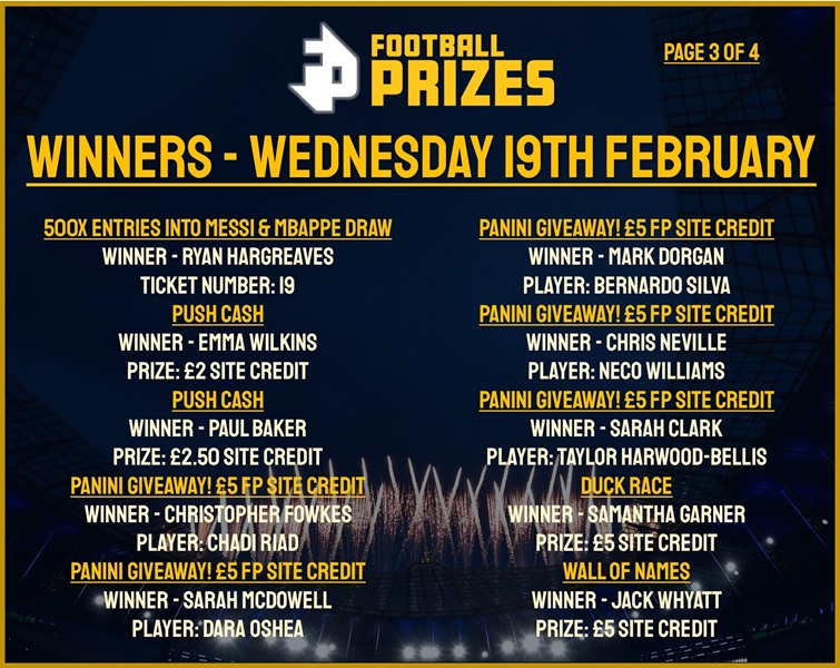 Wednesday 19th Midday Draw 3