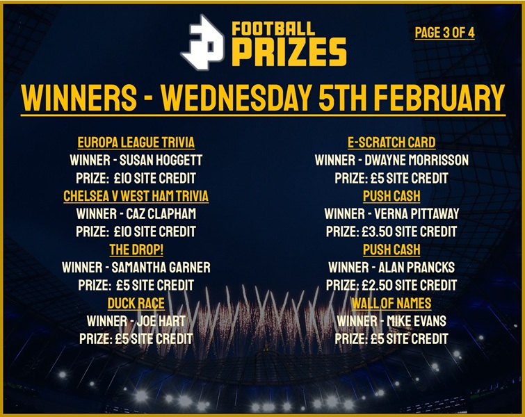 Wednesday 5th February 3