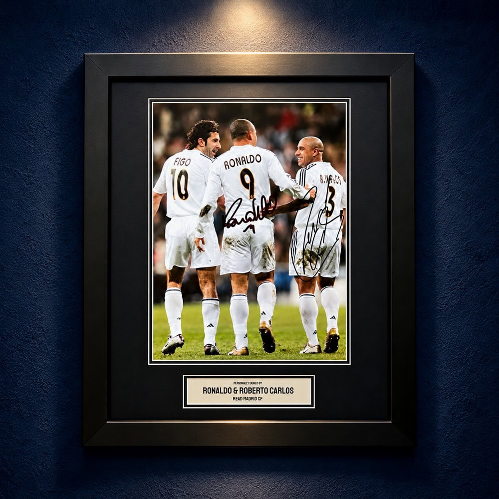 Ronaldo & Roberto Carlos Signed Poster Display