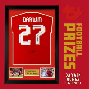 Darwin Nunez signed framed Liverpool shirt