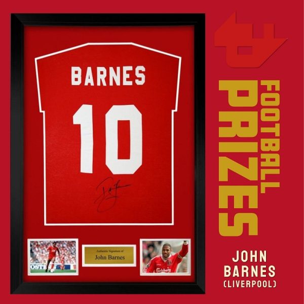 Liverpool John Barnes signed framed Liverpool Tee