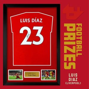 Liverpool Luis Diaz signed framed Liverpool Tee 1